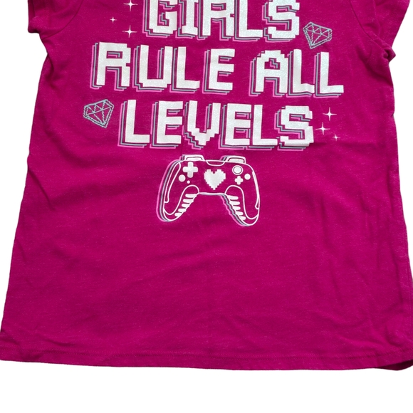 Childrens Place Girls M 7 8 Short Sleeve T Shirt Top Diamond Stars Gamepad - Picture 3 of 8